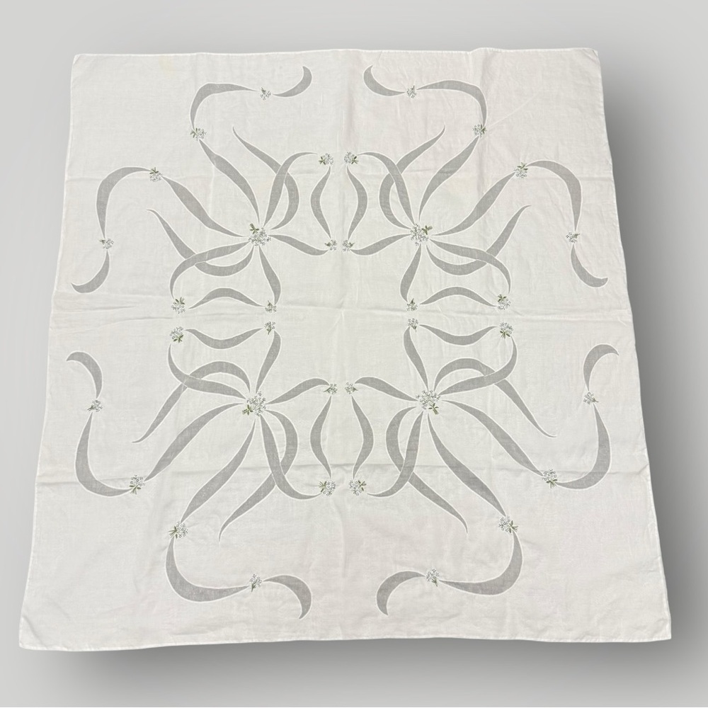 Tablecloth Embroidered White 49”x52”